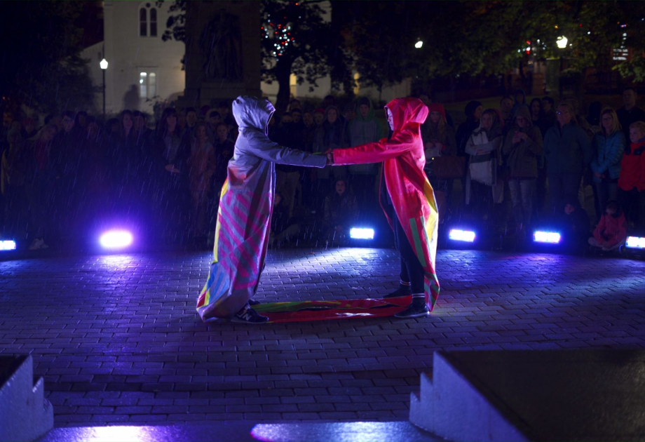 image of a moment during Border Crossings at Nocturne before the panel discussion about the performance